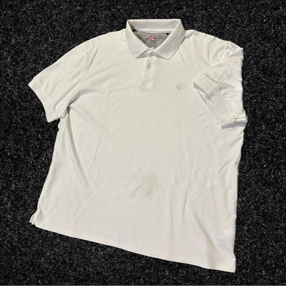 Chaps Classic White Polo Shirt with Cuff Sleeves